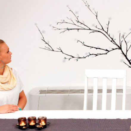 STENSKA NALEPKA DREVO Z BELIMI CVETOVI I WS008